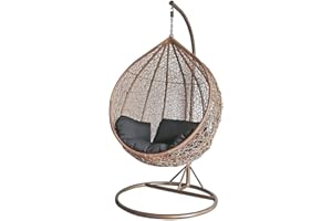 dirty pro tools™ Brown Colour Rattan Swing Egg Chair Outdoor Garden Patio Hanging Wicker Weave Furniture
