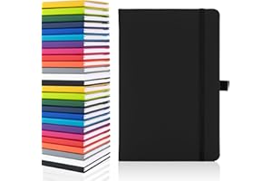 ‎NOTES LONDON Notes London Blanko-Seiten A5 Notizbuch, weiße unlinierte Blankoseiten, Stiftschlaufe, Band und Papiertasche, mittlerer Hardcover-Einband, Notiz, ökologisch nachhaltig beschafftes Papier (Schwarz)