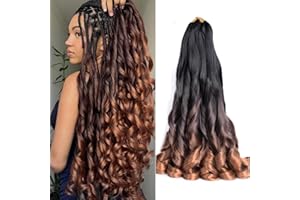 BSMLSPHW French Curl Braiding Hair 24 cale, 8 opakowań, wstępnie rozciągnięte, luźne falowane, kręcone włosy, przedłużanie włosów hiszpańskich, kręconych końcówek, syntetyczne przedłużenie włosów do