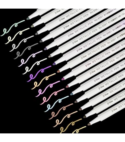 Pennarelli Metallizzati 12 Colori - Punta Fine 1-2mm Per Carta Nera, Legno E Scrapbooking - Foto 2