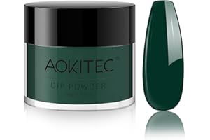 Aokitec 28 g Dip Powder, Forest Green/Pigment Pro Dark Green Nail Powder for Long-lasting Dip Nails Acrylic Dip Powder for Nail Art Starter & Pro., Easy to Use, Quick Air Dry