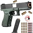 HOME BUY Toy Gun with Jump Ejectinging Magazine, Soft Bullets & Pull Back Action, Pistol Toys for Boy Birthday Gift Item Foam Blaster Bullet Gun with 20 Pcs Darts (greeen-black)
