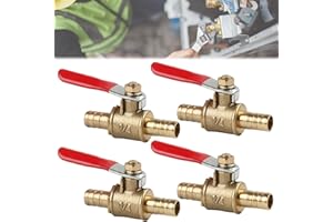HOMURY Pack of 4 8 mm 1/4 Inch Brass Ball Valve Universal, Fuel Valve for Diesel & Petrol, Petrol Tap Ideal for Scooters, Motorcycles, Quads, Moped & Two-Wheels, Valve Pipe Fittings