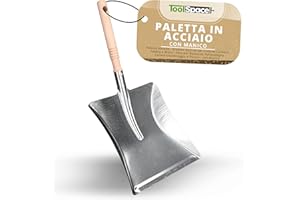 ToolSpace Paletta Metallo - Scopino 44,5 cm per Camino Carbone Sabbia e Brace - Pala per Barbecue Polverelegno Cenere Giardinaggio e Pulizia - con Manico per Giardino - Padella della Polvere