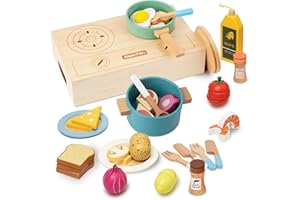 SMARTWO Smatwo Juguetes de Madera Cocina Niños, 27 Accesorios Cocinita Infantil con Ollas Sartenes Utensilios Platos y Comidas, Cocina Montessori para Bebe 3 4 5 6 Años, Juego de rol de Chef para Niñas