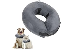 Nobleza - Aufblasbare Halskrause für Hunde & Katzen, Einstellbar Schutzkragen Hund, Bequem Schutzkragen mit Klettverschluss für Haustiere Katzen Hunde Nach Operation und Verletzungen (Grau, S)