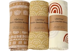 LEBZE LifeTree Mantas Muselinas Bebe, Muselina Bebe de Bambú Algodon 120x120 cm, Pack de 3,Súper Suave Mantas Envolventes de Muselina