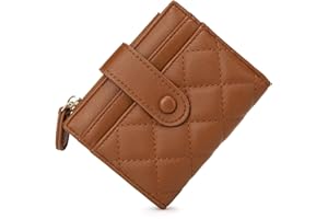 CHAOFANXI Portafoglio Donna Piccolo in Pelle da Donna, Portamonete Piccoli Bifold Piccola Corto Portamonete con Cerniera e chiusura a Scatto Scomparti con Diversi Scomparti per Carte, Marrone