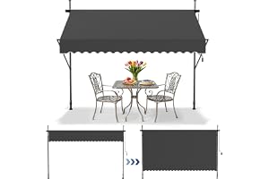UISEBRT Klämmarkis med vev, 250 cm bred – balkongmarkis utan borrning, justerbar, UV-skydd, solskydd, väderbeständig