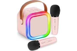 TANGANAN Karaoke Machine for Kids Adults,Mini Portable Karaoke Microphone Bluetooth Speaker Player with Sponge Covers Gifts Toys for Girls 4, 5, 6, 7, 8, 9,10 +Year Old Birthday Home Party (Pink)