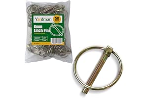 YARDMAN Lynch Pin Set – 50-Piece 6mm Linch Pins – Professional Zinc-Plated Carbon Steel – Heavy-Duty Safety Pins for Trailers, Tractors, Agricultural Vehicles – 42mm Pin Length