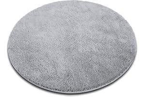 casa pura Badmatta rund 120 cm ljusgrå, fluffig badrumsmatta raggy, badrumsmatta halkfri, tvättbar, duschdraperi, matta dörrmatta för badrum och dusch