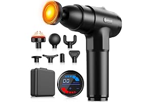 AERLANG Pistola de Masaje Muscular con Calor – Masajeador Muscular Profundo con 20 Velocidades, 7 Cabezales y Pantalla LED, Masajeador Cervical y Espalda – Regalo para Hombre, Mujer, Papá y Mamá
