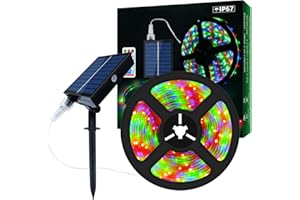 LUMTANG Solar LED Strip Lights Outdoor, 5m/16.4ft 280 LEDs Solar Powered RGB Color Changing LED Strip with 8 Lighting Modes Waterproof Decorative Rope Lights for Yard Trees Garden
