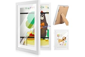 Unaibber Bilderrahmen Kinderzeichnungen A4 - Kinder Kunst Bilderrahmen A4 Aufklappbar, bilderrahmen kinderzeichnungen, bilderrahmen aufklappbar,speziell für Kinderzeichnungen und -bilder(Weiß)