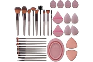 LHLXZQ Brocha de Maquillaje Profesional Avanzada, 33 Piezas Juego de Brochas de Maquillaje Profesional Avanzado para Rostro y Ojos Blush Foundation Concealer Powder