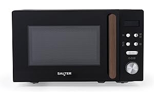 Salter Toronto Microwave – 20 Litre Solo Microwave Oven with Digital Display, 800W, Compact, 8 Auto Cooking Functions, Defrost Function, 95 Minute Timer, 25.5 cm Glass Turntable, Easy Clean, Black