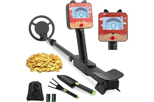 JRADSE Detecteur Metaux Enfant, Haute Sensibilité Detecteur de Metaux Enfant avec Réglable en Hauteur, écran LCD et Disque de Recherche étanche, Détecteurs de Métaux pour Enfants avec Pelle, Râteau et Sac