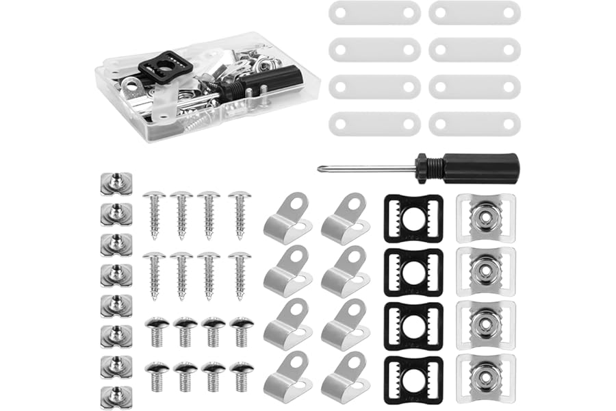 49pcs Hockey Helmet Repair Kit, Football Helmet Accessories Including R Shape Football Visor Clips Rubber Gaskets Nuts Buckles Football Helmet Screws Screwdriver for Baseball Softball Hockey