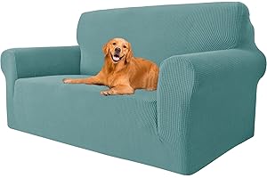 YSTELLAA Copridivano 2 Posti Con Braccioli, Fodera per Divano Elasticizzato, Antigraffio Copridivani Universale, Fodera per Divano Antiscivolo Lavabili, Antimacchia, Azzurro
