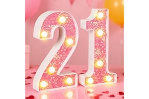 GOBUTEND 21st Birthday Decorations LED Light Up Numbers, Pink Marquee Lights Number 21 Sign for Girls Birthday Party Anniversary Home Decor