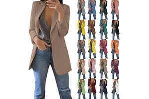 AMDOLE 2024 Veste Blazer Femme Chic Et Élégant Pure Color Bouton Lâche Casual Business Slim Fit Couleur Unie Décontracté Veste Printemps L'Été Manteau Top