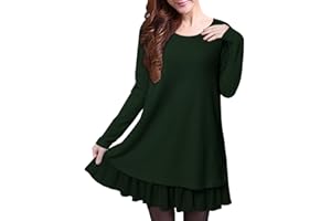 ZANZEA Women Jumper Knit Sweater Jumper Dress Long Tops Lace Hem Long Sleeve Tops Pullover Evening Party Bow Dress