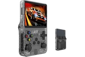 YXSPHM R36S - Consola de videojuegos retro con pantalla IPS de 3.5 pulgadas, reproductor de video de 64 GB, tarjeta TF, más de 10.000 juegos y sistema Linux