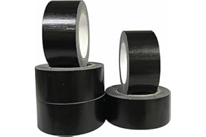 CHUANGSEED Lot de 5 rubans adhésifs en tissu noir 210 microns x 50 mm x 27,4m, gaffer noir,ruban adhésif americain de réparation d'étanchéité,heavy duty duct tape,ruban large resistant noir