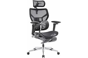 Musso X700 Ergonomiczne krzesło biurowe z podłokietnikami 6D, zagłówkiem 4D, przesuwanym siedziskiem i podnóżkiem – smukły komfort do pracy, nauki i gier (czarny)