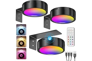 ‎TEDMOS RGB Bilderleuchte Akku, 2600mAh Bilderlampe Kabellos Ohne Strom, LED Spot USB Aufladbar mit Fernbedienung, GemäLde Beleuchtung mit Batterie, Dimmbar Bilderrahmen Licht Magnetisch Vitrinenbeleuchtung