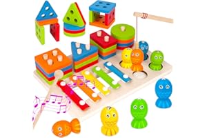 KEARLGMBH Zabawki Montessori od 1 roku, zabawki od 1 roku, gra wtykowa od 1 roku, zabawki Montessori 3 w 1 od 2 lat, zabawki drewniane zabawki rozwijające motorykę od 1 roku prezent dla dziecka