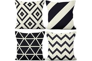 Aoihrraan Fodere per Cuscini Set di 4, Geometrici In Bianco E Nero Strisce Minimaliste Morbido Peluche Corto Quadrato Federa per Divano Camera da Letto Auto Sedia Casa Decoro 45x45cm