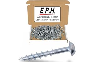 TITMAN EDGE E.P.H. Pocket Hole Screws – No.8 x 32mm, Pack of 500 – Coarse Self-Cutting Thread, Square Drive – For Softwoods & Man-Made Boards – EPHS832500C