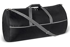 Amazon Essentials Macuto de Nailon Plegable Extragrande de 82,3cm para Viajes o Almacenamiento con Bolsillos con Cremallera, 150L, Capacidad de 22,68kg, Negro (anteriormente Amazon Basics)