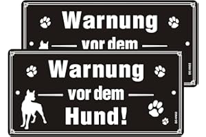 ‎CHINYROZA Warnung vor Dem Hund Schilder Reflektierendes Aluminium - 15x30cm Achtung Hund Schilder Metall - Schild Hund Warnung Alu - Schild Warnung vor Dem Hund mit Hundepfotenmuster - Vorsicht Hund Schild 2St