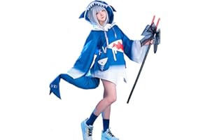 Nuoqi Gawr Gura Cosplay Costume Gawr Gura Shark Hoodie Jacket Outfit with Fish Tail
