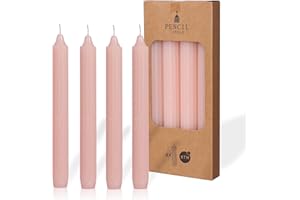 COMFORDER Stabkerzen Set, 4x Tafelkerzen einfarbig + gerippt, 20cm, 7 Stunden Brenndauer (Hell-Pink)