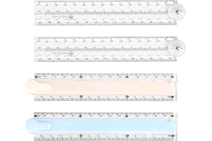 JOWRUN 4 Reglas Plegables de 30 cm, Reglas Plegables Simples de Plástico Azul, Beige y Transparente, Adecuadas para Papelería de Estudiantes en la Escuela, la Oficina y el Hogar