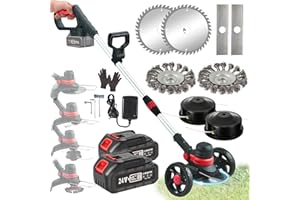 GFSGSJZC 24V Rasentrimmer mit Akku und Unkrautbürste, BRUSHLESS Akku Rasentrimmer für 18V Makita Akku, 4 in 1 Akku Trimmer Messer, 30CM SCHNITTBREITE, 110-160CM Teleskopisch, 2X Akku Freischneider