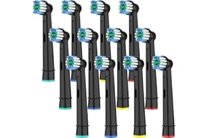 12er Aufsteckbürsten für OralB Vitality Pro, Genius X, Pro Pro Series 3 Plus, Pro 3 Zahnbürste Elektrische, Zahnbürstenaufsatz Kompatibel mit Braun OralB, Precision Ersatzbürsten Schwarz von HSYTEK