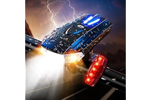 IPSXP 6000 Lumens Luci Bicicletta LED, Luce Bicicletta Anteriore e Posteriore Ricaricabili USB, Alluminio Ultraleggere Luce Anteriore Bici, IPX5 Luci per Bici