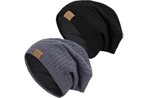 Stynice Décontracté Bonnet Homme Hiver Chaud - Double Couche Bonnet Femme Hiver Fin et Léger - Souple et Ample Tricoté Chapeau Femme Hiver avec Teneur en Élasthanne, Taille Unique