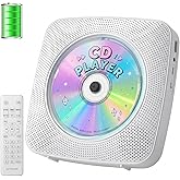 Gueray Portable CD Player with Bluetooth and Radio White | CD Player for Home with Speakers, 1800mAh Battery Remote Control R