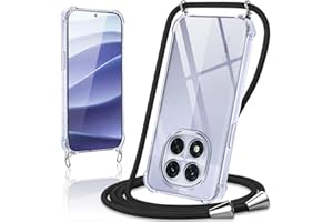 Coiwxmoi Handyband Handyhülle für Xiaomi Redmi Note 14 PRO 5G/Poco X7 5G Hülle mit Band,Transparent Case mit Kette Abnehmbar zum Umhängen Kordel Schutzhülle,Weich Silikon TPU Stoßfest Cover,Schwarz