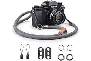 VOVMOEYA Kameragurt Sony Alpha,Kamera Tragegurt aus Seil für Canon EOS Sony A6000 A6400 A7 IV Fujifilm X100V XT5 Nikon Zfc Nackengurt Umhängegurt Schultergurt DSLR Kameragurt - Schwarz