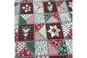 Kt KILOtela - Tela por Metros Loneta Estampada Navidad, Decoración, Cojines, Tapizar, Colchas, Cortinas, Manteles, Ancho 280 cm, Largo a Elección de 50 en 50 cm, Patchwork Navidad, Rojo, Verde