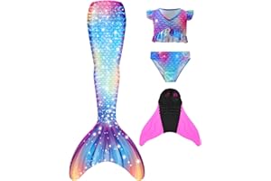 DNFUN Costume da Bagno da Bambina a Coda di Sirena, per Cosplay, per Il Nuoto, con Monopinna