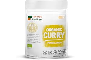 Energy Feelings Curry Polvere Bio 200g | Senza Glutine e Vegano | 100% Curry Naturale in Polvere senza Additivi | Spezia di Curry ideale per preparare Salse al Curry