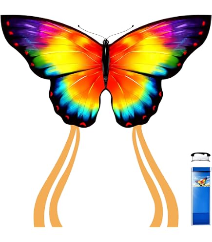 Cerf-Volant Papillon Coloré Pour Enfants Et Adultes - Avec Cordon 100m Et Longue Queue